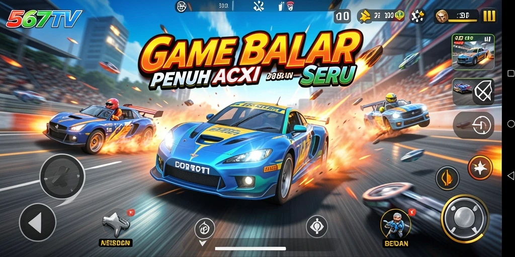 Tampilan gameplay balapan yang seru dan mendebarkan di 567TV.