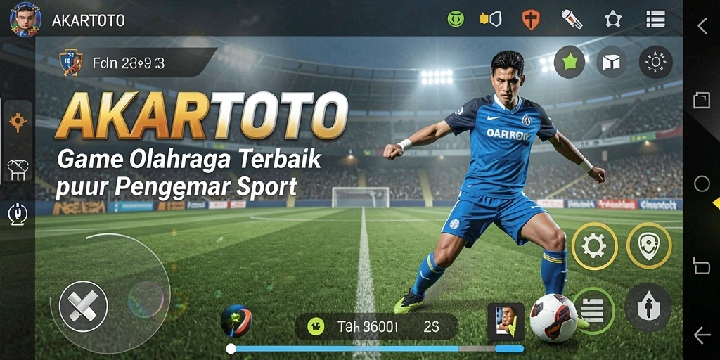 Screenshot utama AKARTOTO menampilkan pemain bertanding dalam olahraga favorit.