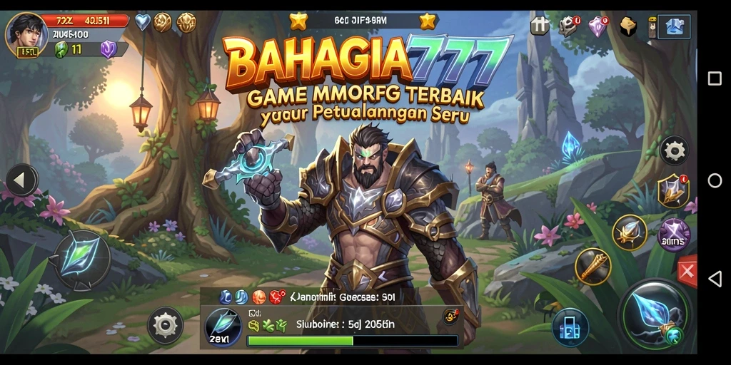 Tampilan gameplay seru di BAHAGIA777, menunjukkan aksi petualangan MMORPG.