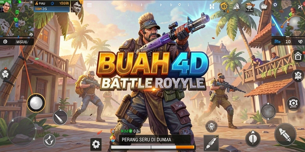 Menampilkan pertempuran seru di BUAH4D dengan gameplay Battle Royale yang menegangkan.