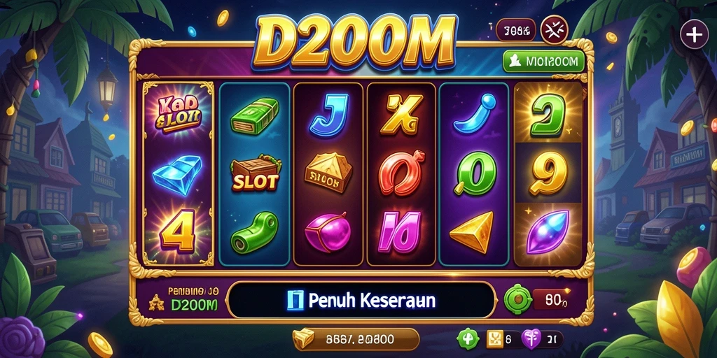 Tangkapan layar menunjukkan gameplay seru D200M Slot.