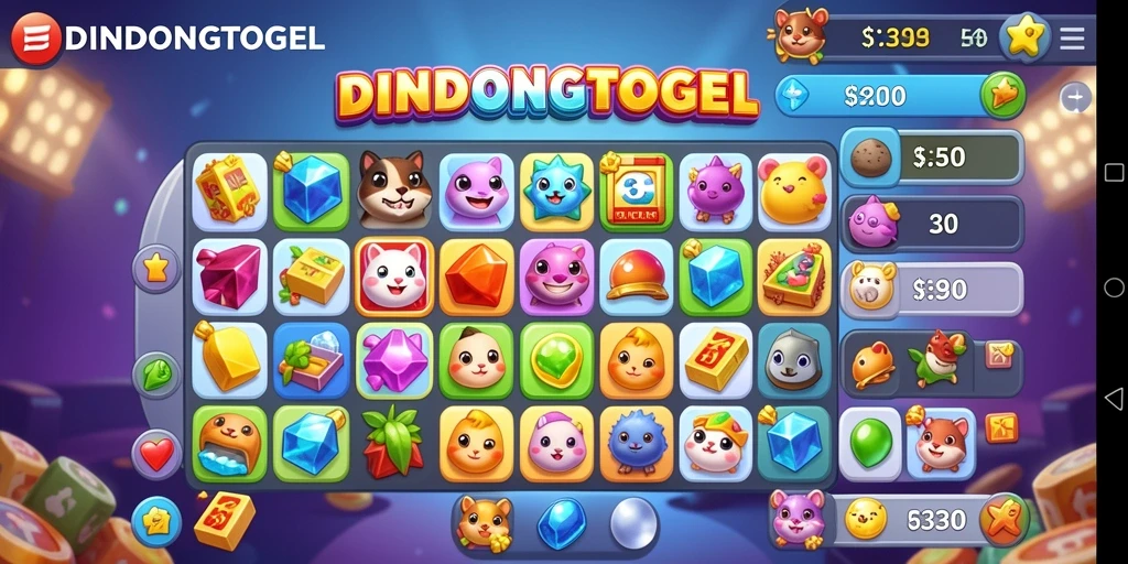 Tampilan menarik gameplay DINGDONGTOGEL dengan tantangan Match-3.