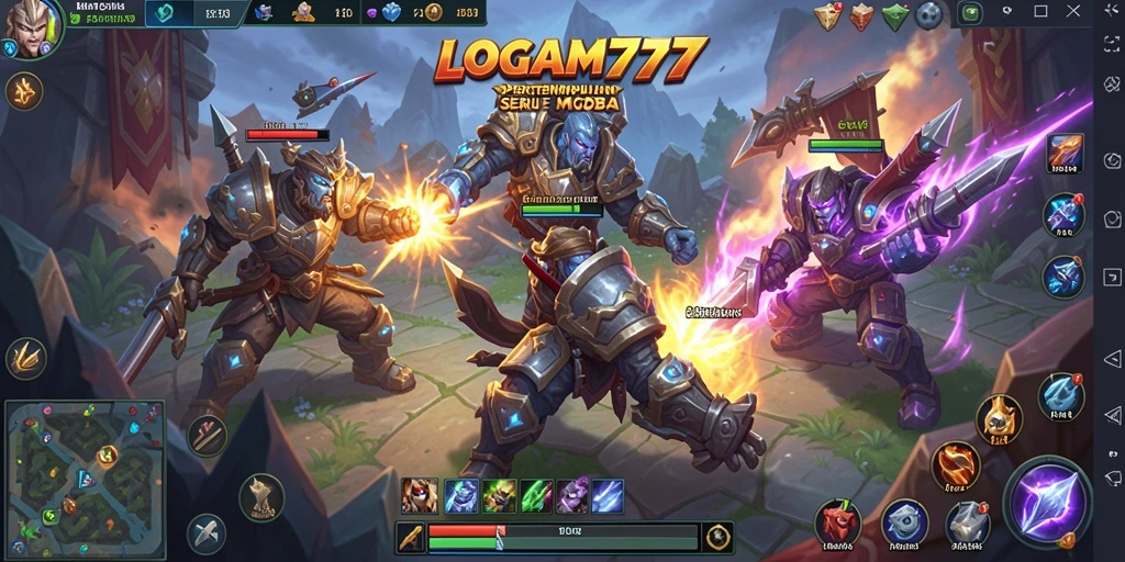 Tampilan gameplay seru di LOGAM777 dengan pertempuran strategis.