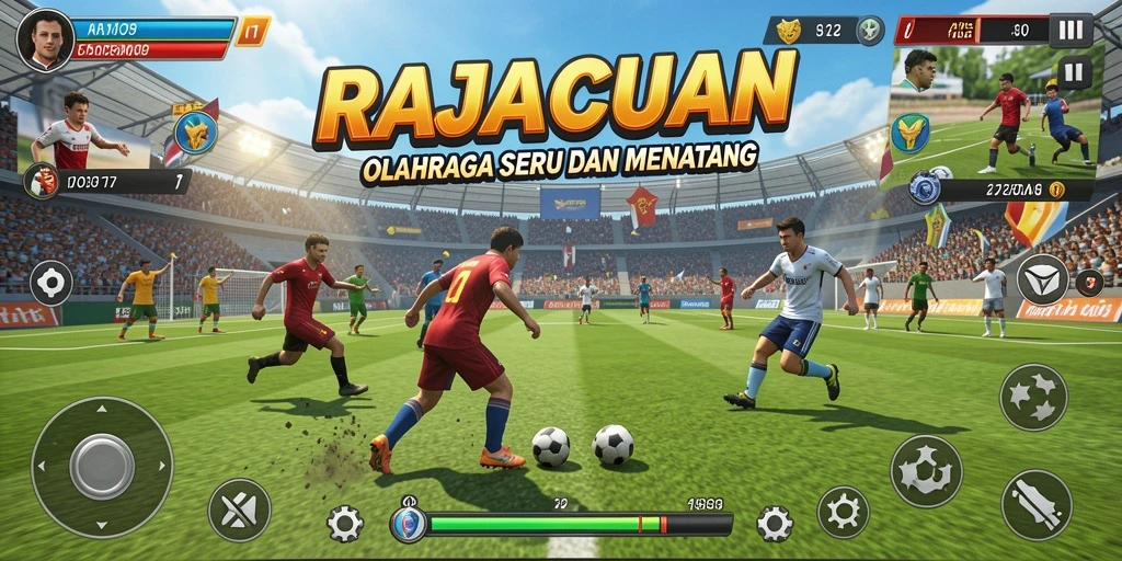 Tampilan gameplay seru dalam permainan olahraga RAJACUAN.