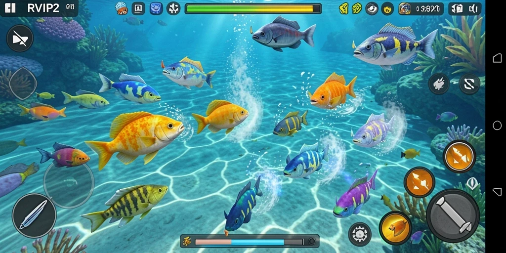 Tangkapan layar menunjukkan gameplay seru Tembak Ikan di RVIP2.