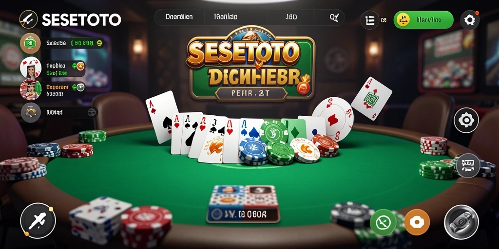 Tampilan gameplay poker yang mendebarkan di SESETOTO.