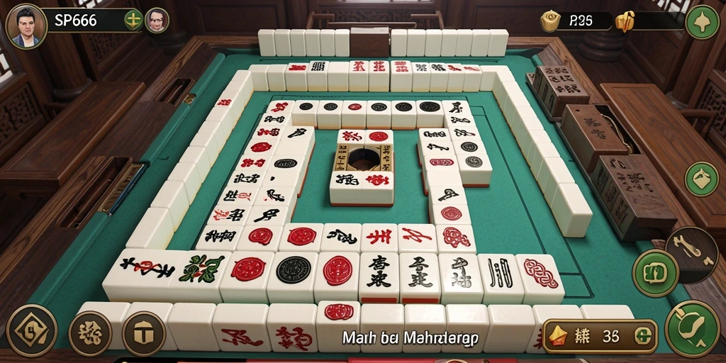 Screenshot gameplay SP666 menampilkan permainan Mahjong yang mengasyikkan.