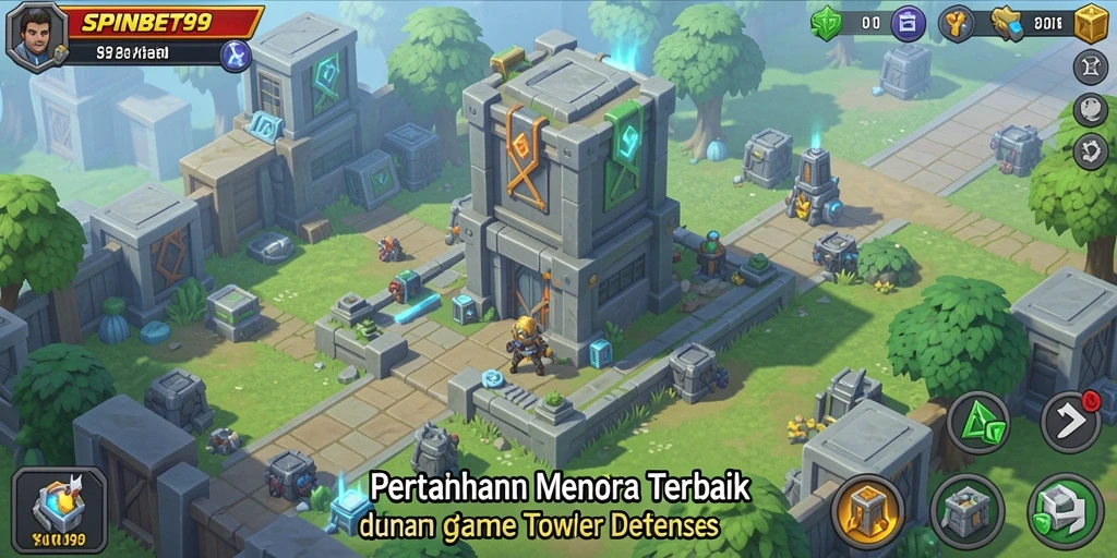 Gameplay SPINBET99 menampilkan pertahanan menara yang seru dan strategis.