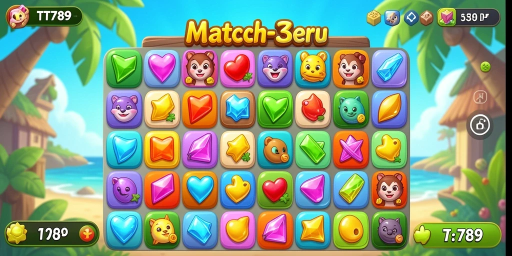 Screenshot utama TT789 dengan gameplay menarik dari Match-3.