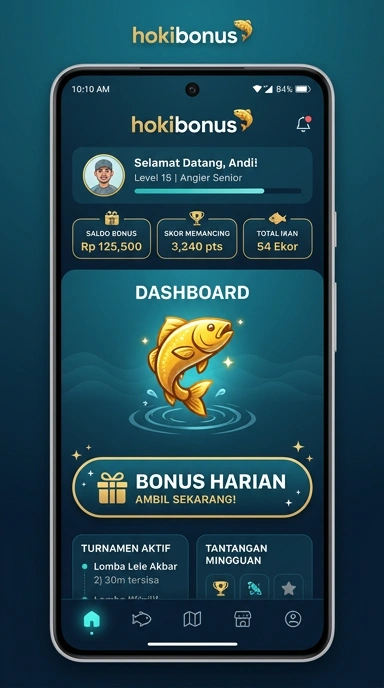 Tampilan antarmuka utama aplikasi hokibonus.